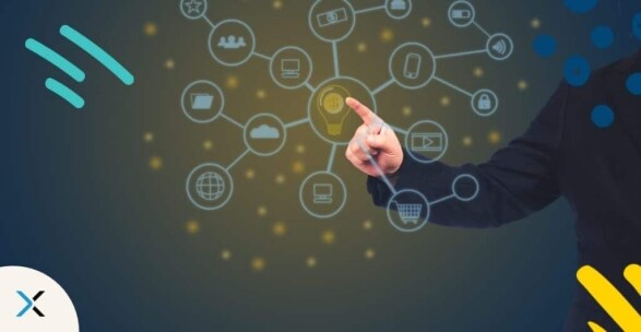 A mindmap with different icons like "users" or "money" symbolizes the benefits of ai authoring tools.