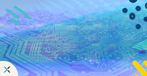 Blaue und violette Platinen symbolisieren digitale Styleguides.